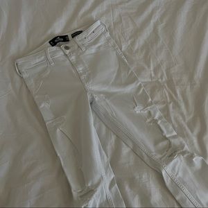 Hollister White High-Rise Ripped Crop Jean Legging 3S